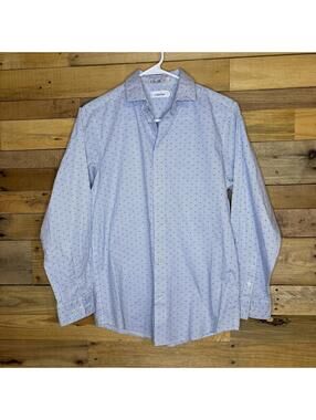 Calvin Klein Shirt Men’s Long Sleeve "CK" AO Pattern Blue 18, Classy GQ Comfort